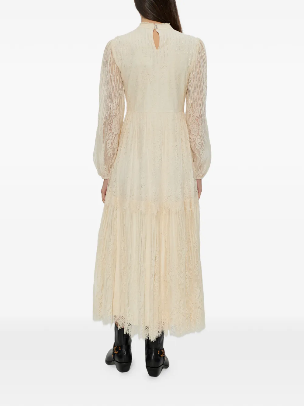 AllSaints Lillian midi-jurk met ruches Beige