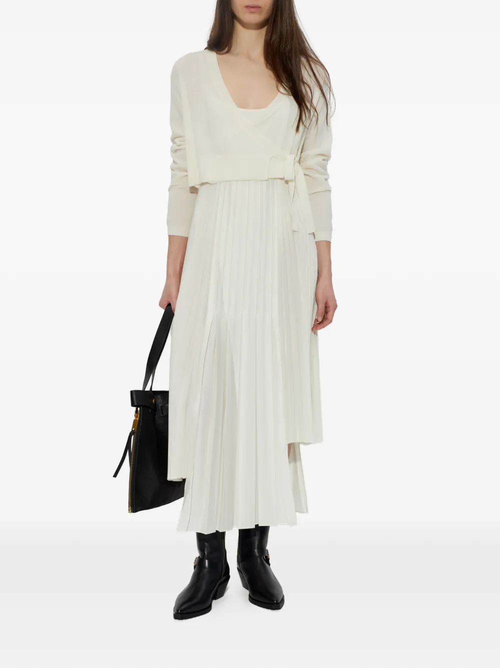 AllSaints Lucille geplooide midi-jurk Beige