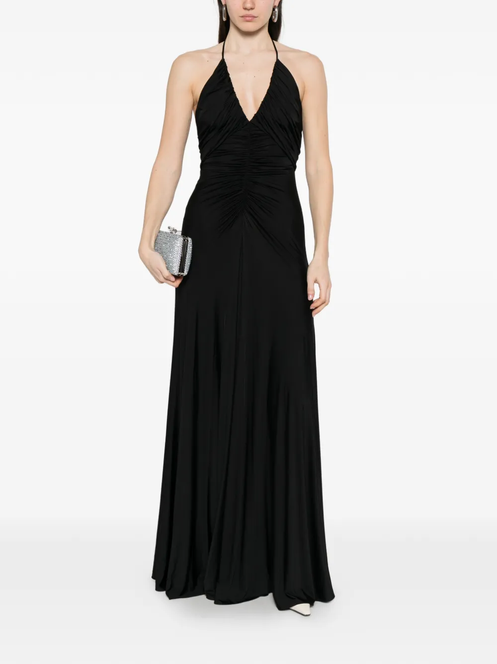 Halter Ruched Maxi Dress