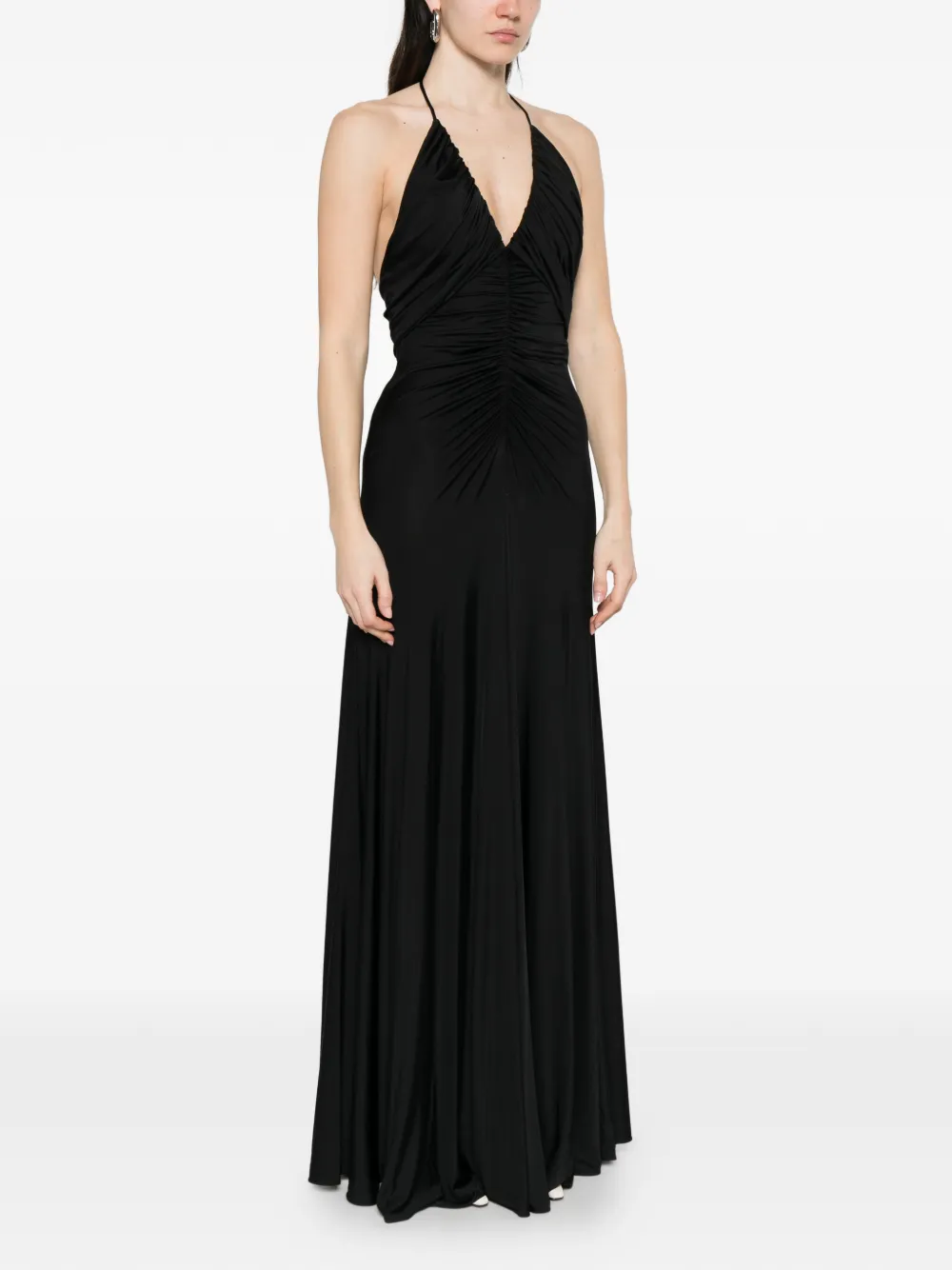 Halter Ruched Maxi Dress