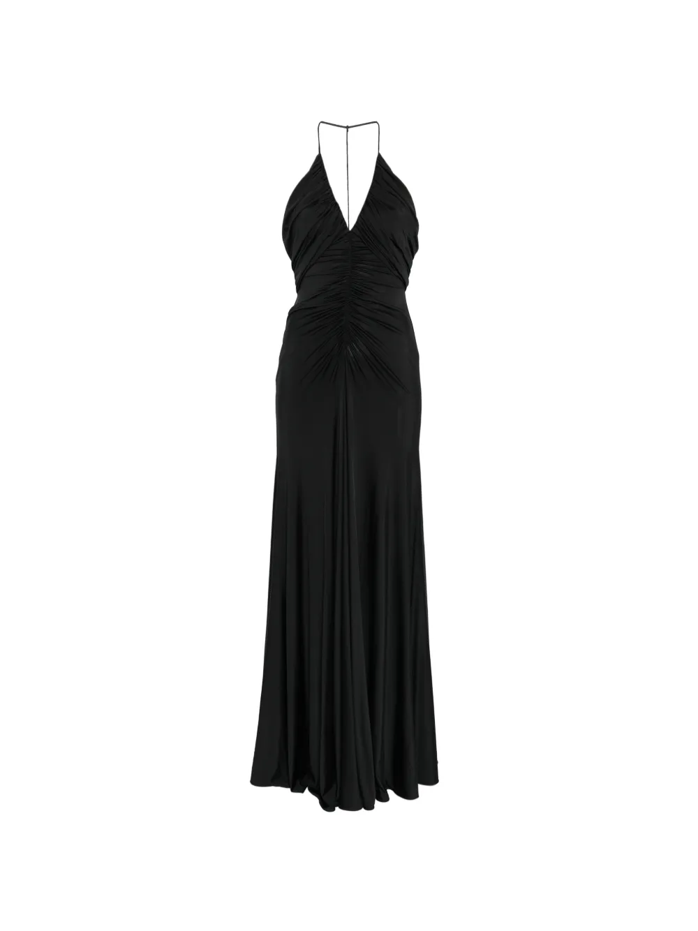 Self-Portrait halter ruched maxi dress - Nero