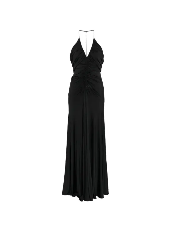 Self-Portrait Jersey Gathered Maxi Dress in Black