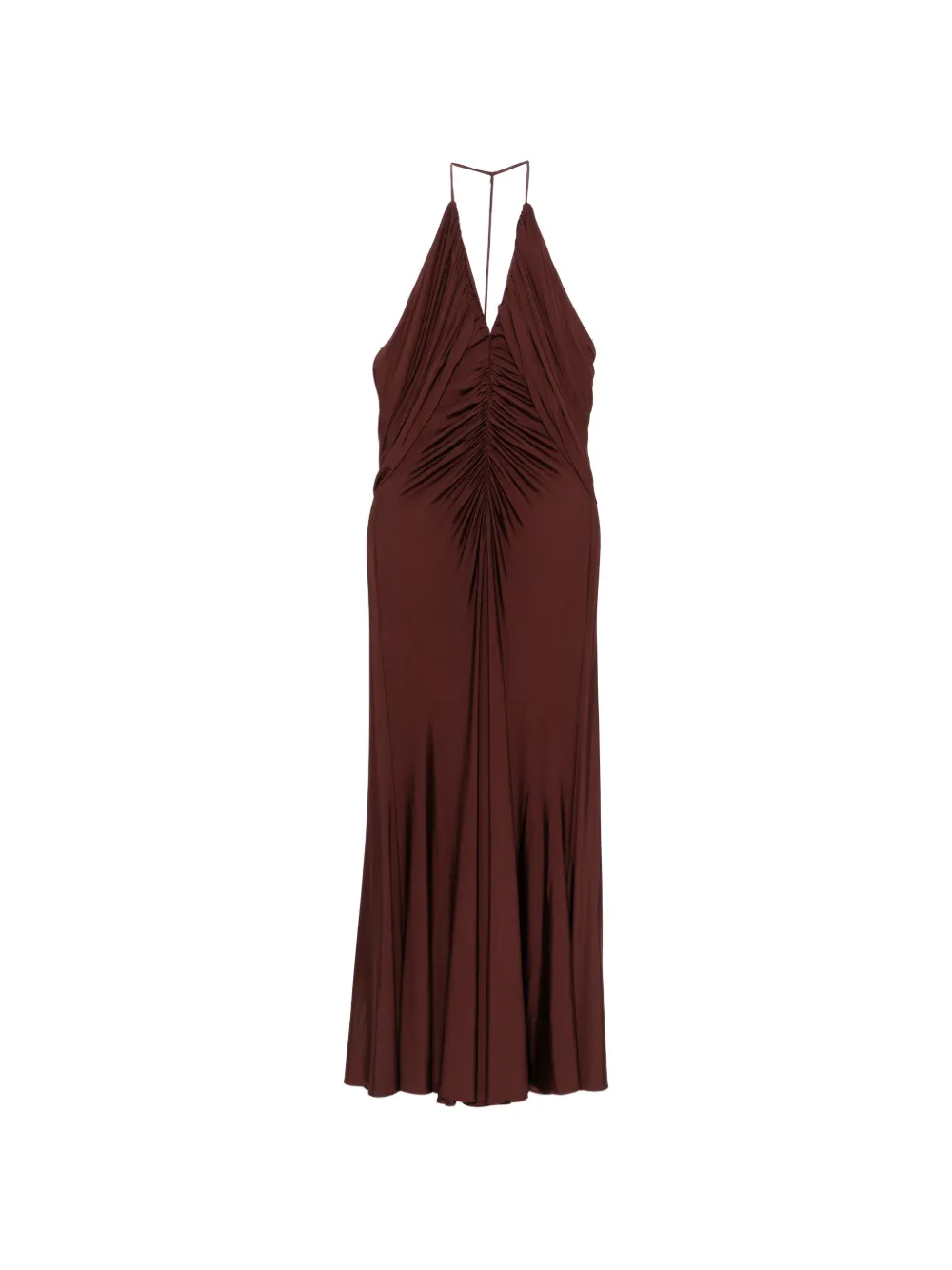 Self-Portrait V-neck ruched midi dress - Marrone