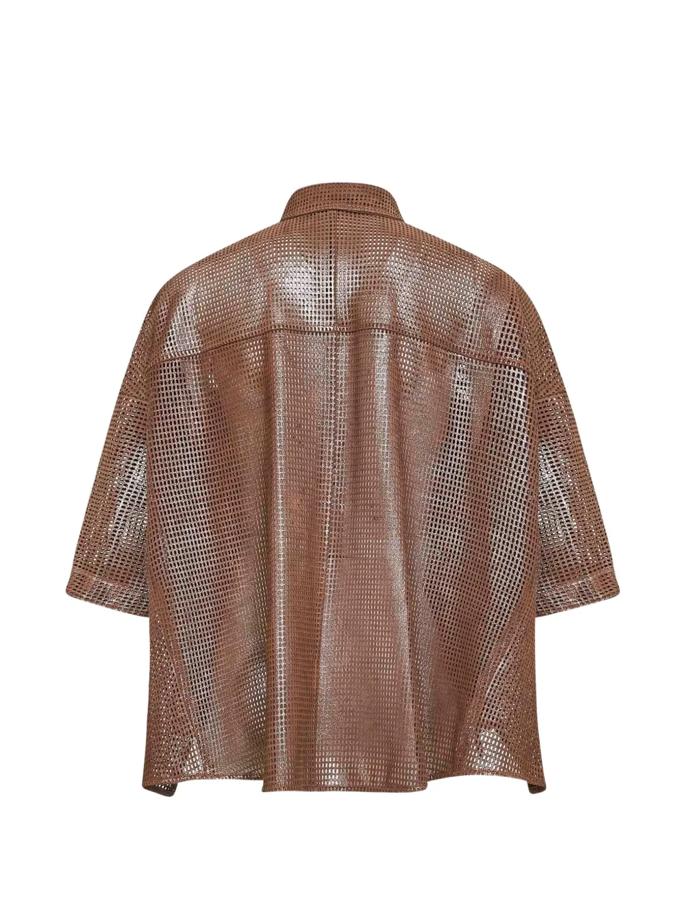 Brunello Cucinelli Metallic leren blouse Bruin