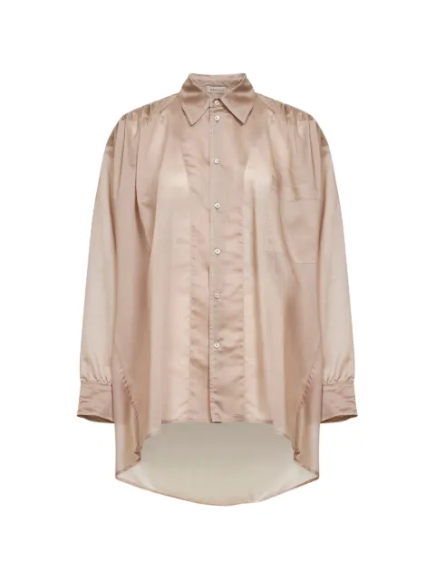 Blanca Vita camisa con bolsillo en el pecho y botones