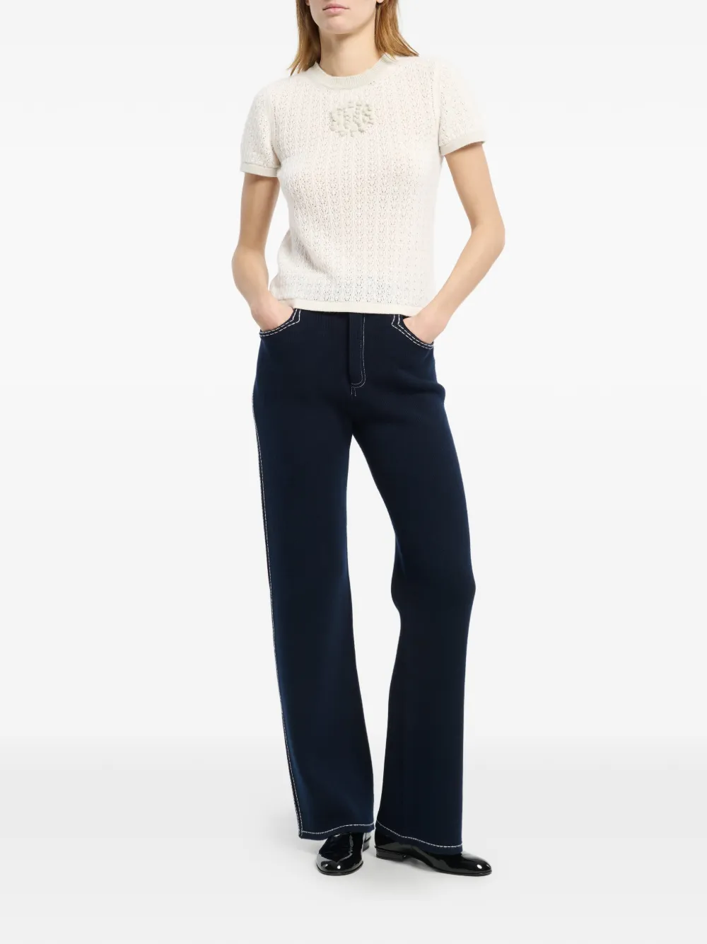  Barrie Logo-appliqué Knitted Top - Neutrals 