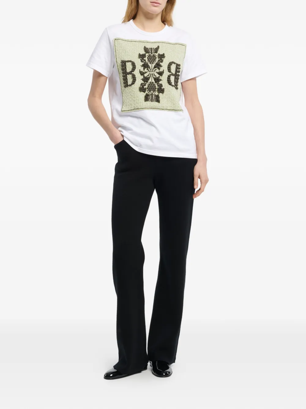 Barrie T-shirt met B-logopatch Wit