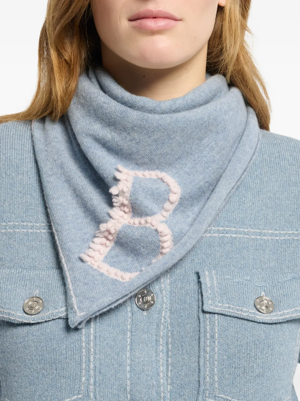 Barrie Kasjmier sjaal met B-logo Blauw
