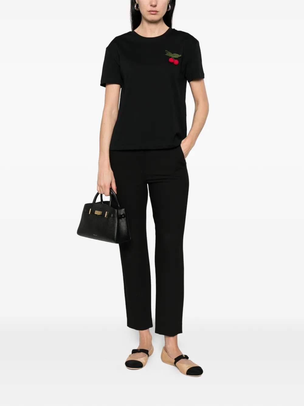 TWINSET T-shirt met kersenclip Zwart