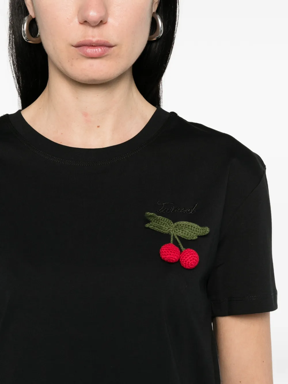 TWINSET T-shirt met kersenclip Zwart