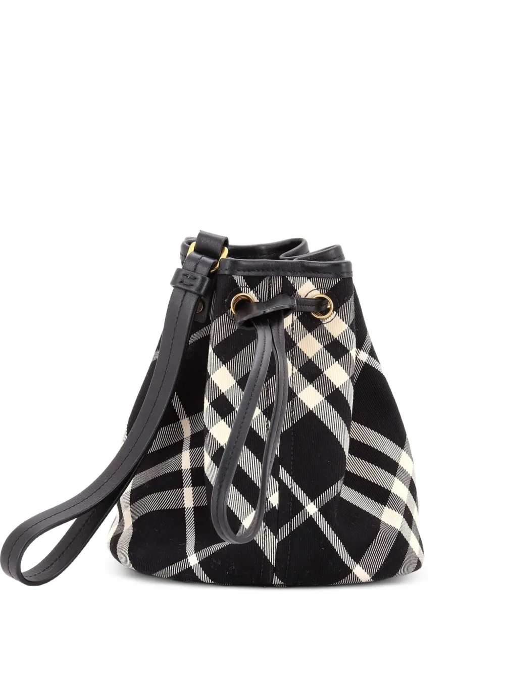 Burberry Pre-Owned Wristlet Check Canvas Mini bucket bag - Nero
