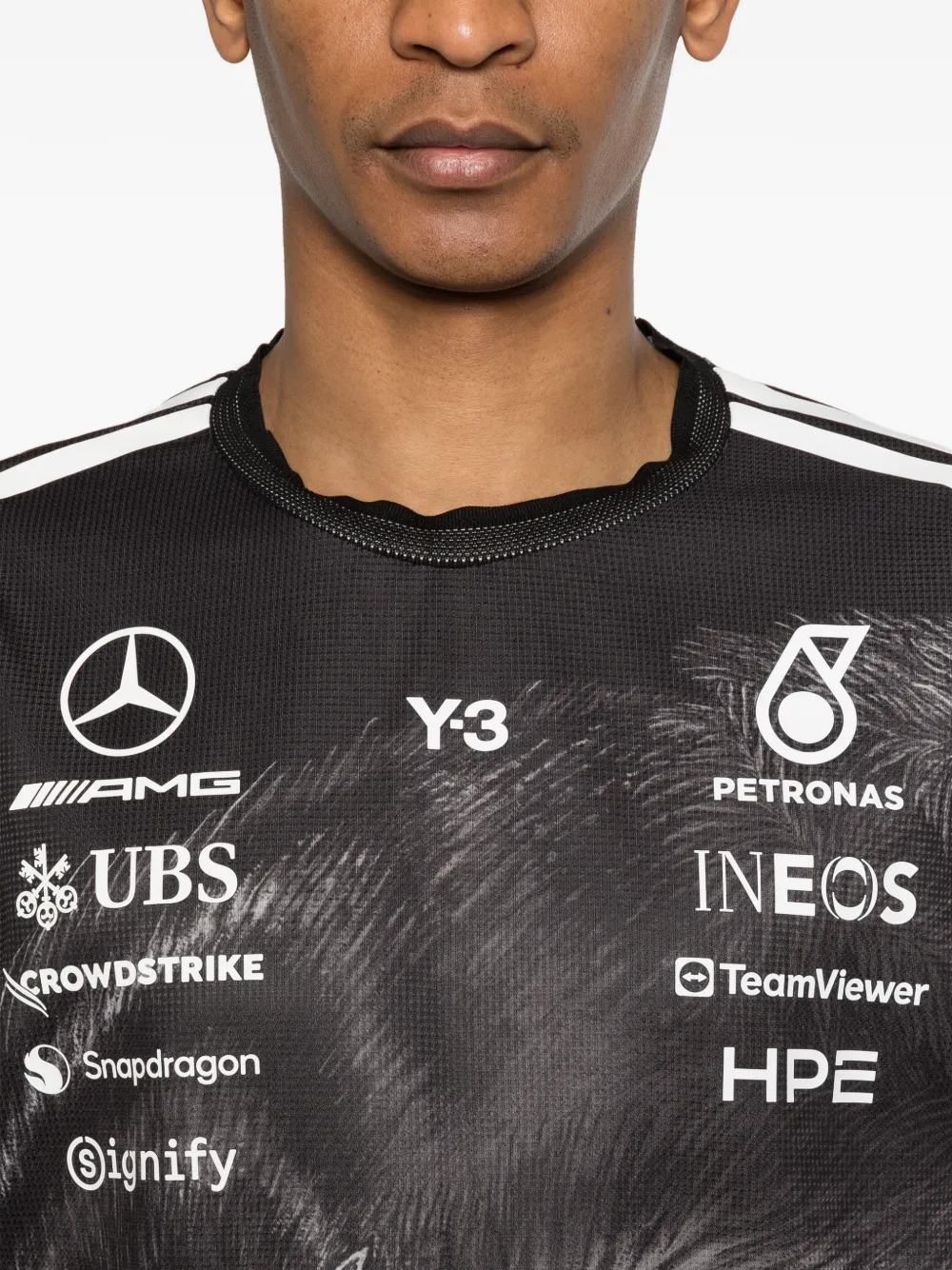 Y-3 x Mercedes-AMG Petronas F1 print-detail T-shirt | Black | FARFETCH