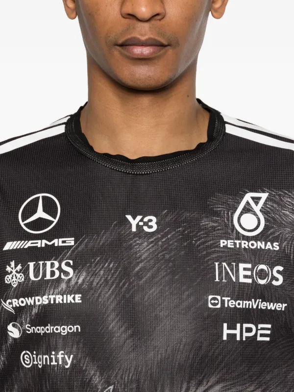 Y-3 x Mercedes-AMG Petronas F1 print-detail T-shirt | Black