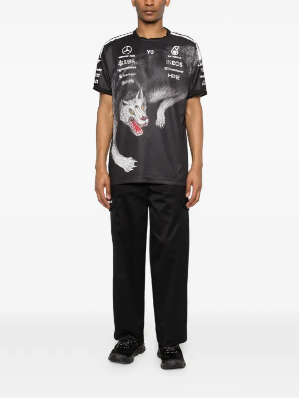Y-3 x Mercedes-AMG Petronas F1 print-detail T-shirt | Black | FARFETCH