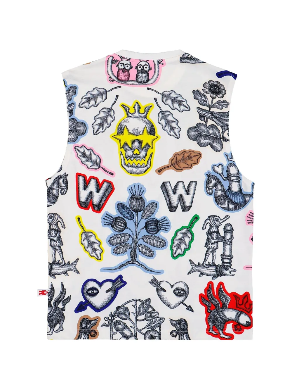 Walter Van Beirendonck Mouwloze top met print Wit