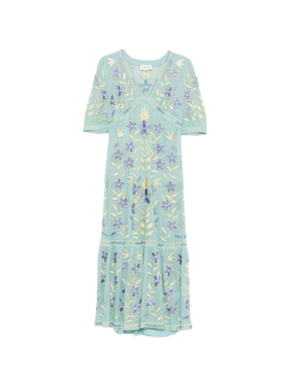 Antik Batik Carioca floral embroidered maxi dress - Blu