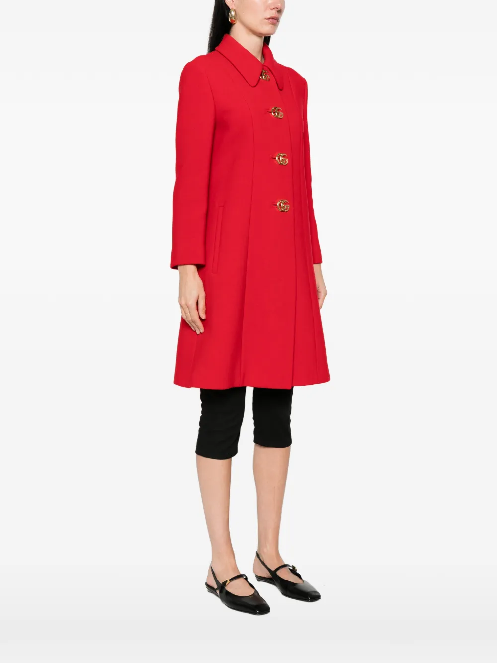 Gucci Wollen jas met logoknoop Rood
