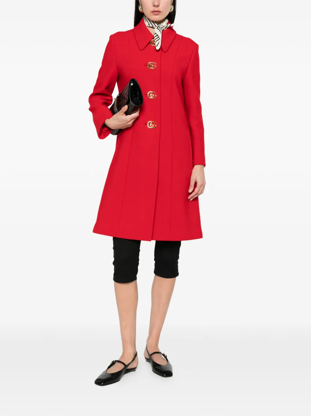 Gucci Wollen jas met logoknoop Rood