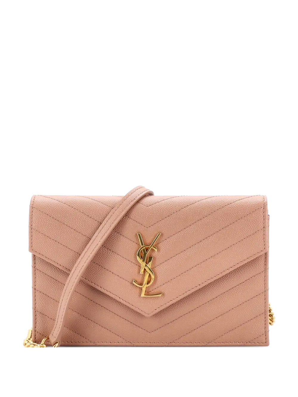 Saint Laurent Pre-Owned Classic Monogram Wallet on Chain Matelasse Chevron Leather Small crossbody bag - Toni neutri