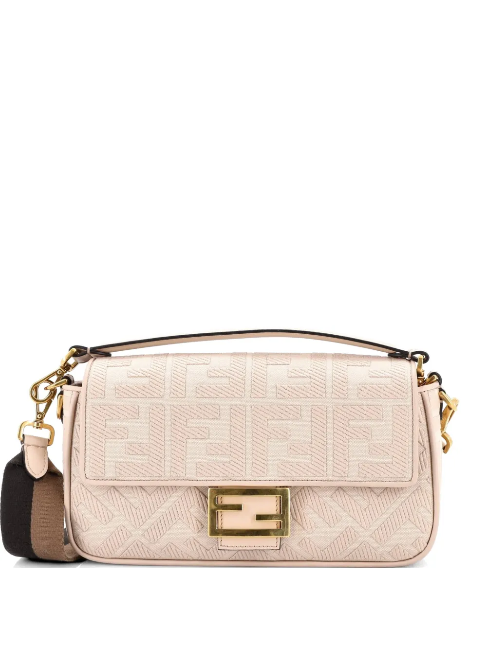 Fendi Pre-Owned Baguette NM Bag Zucca Embroidered Canvas Medium shoulder bag - Toni neutri