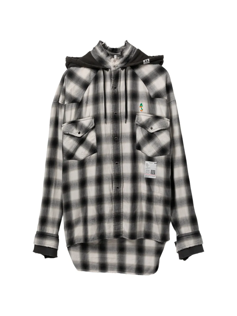 Maison MIHARA YASUHIRO hooded checked shirt - Grigio