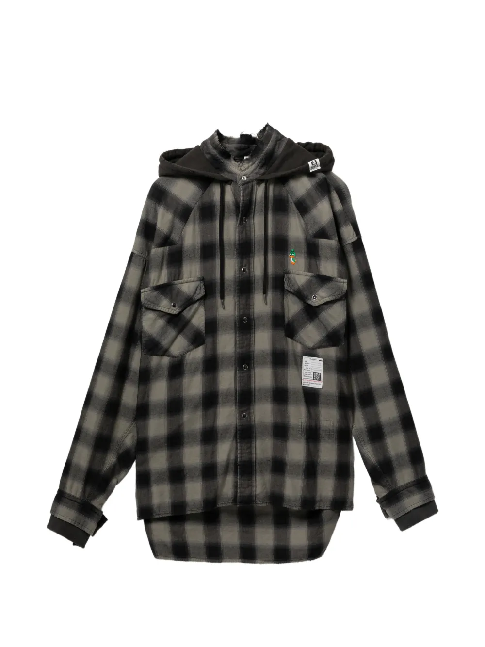 Maison MIHARA YASUHIRO hooded plaid shirt - Schwarz