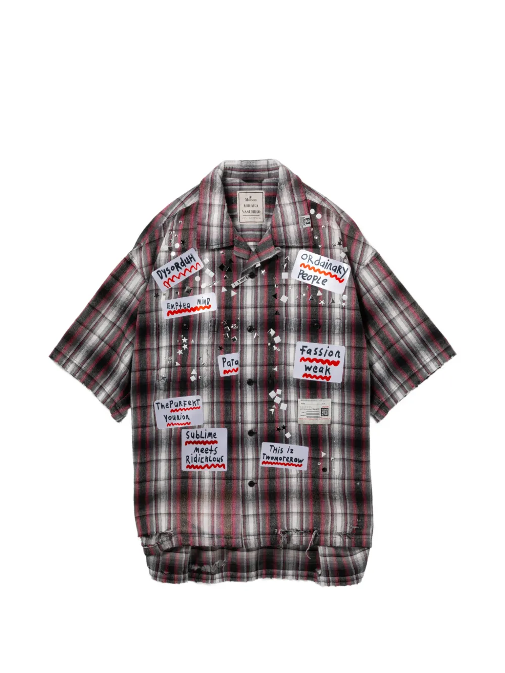 Maison MIHARA YASUHIRO checked appliquéd shirt - Schwarz