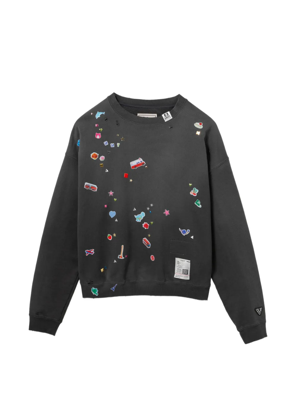 Maison MIHARA YASUHIRO Sweatshirt mit Kids Sticker-Print - Grau