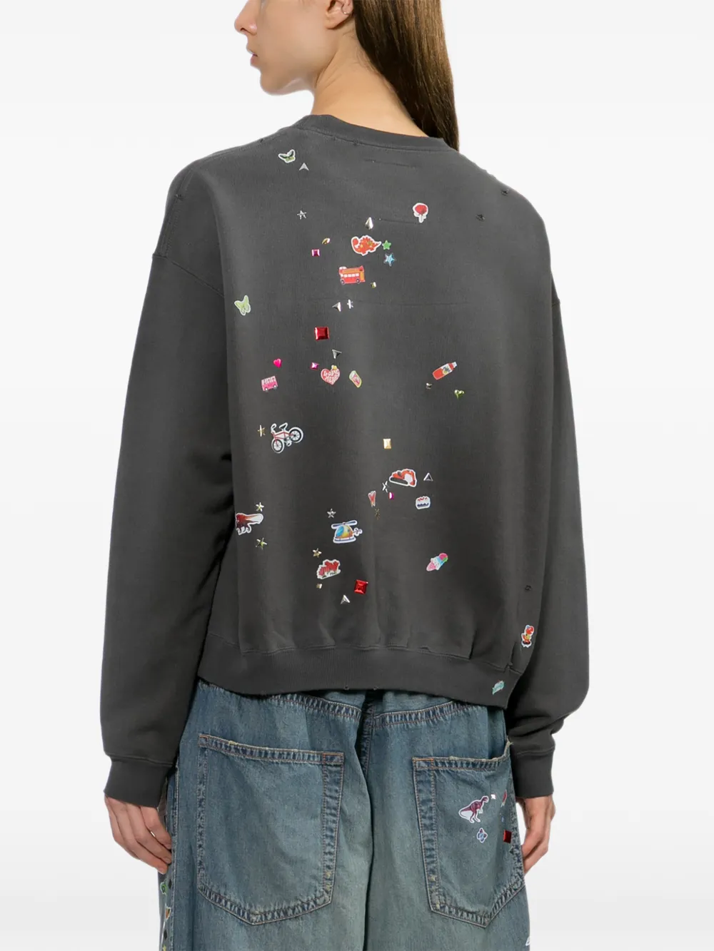 Maison MIHARA YASUHIRO Kids sweater met sticker-print Grijs