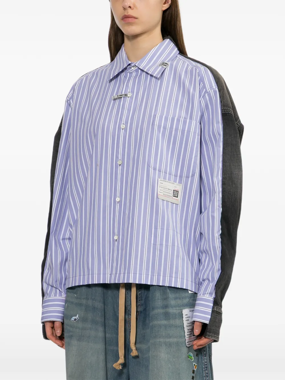 Maison MIHARA YASUHIRO Gestreept overhemd met vlakken Blauw