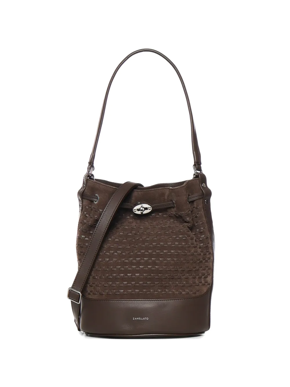 Zanellato small Mondà'® drawstring top handle leather bucket bag - Marrone