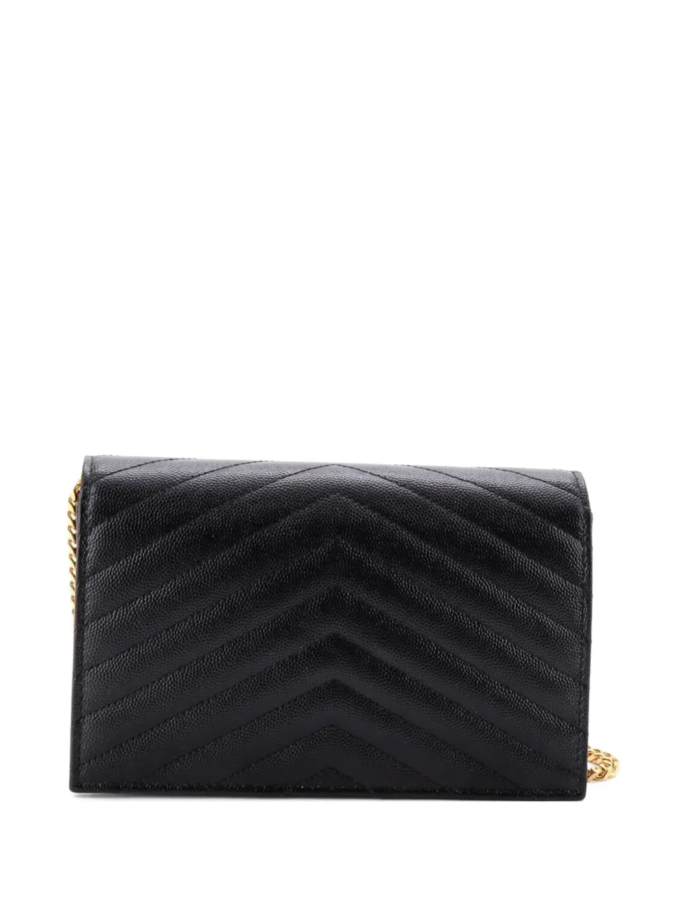  Saint Laurent Pre-owned Petit Sac à Bandoulière Classic Monogram Wallet On Chain Matelasse Chevron En Cuir - Noir 
