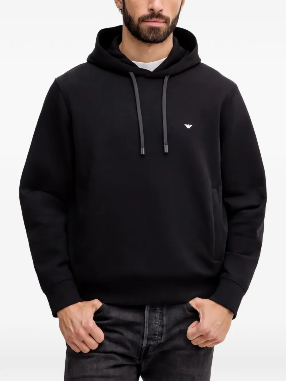 Emporio Armani Felpa con cappuccio e logo - Nero
