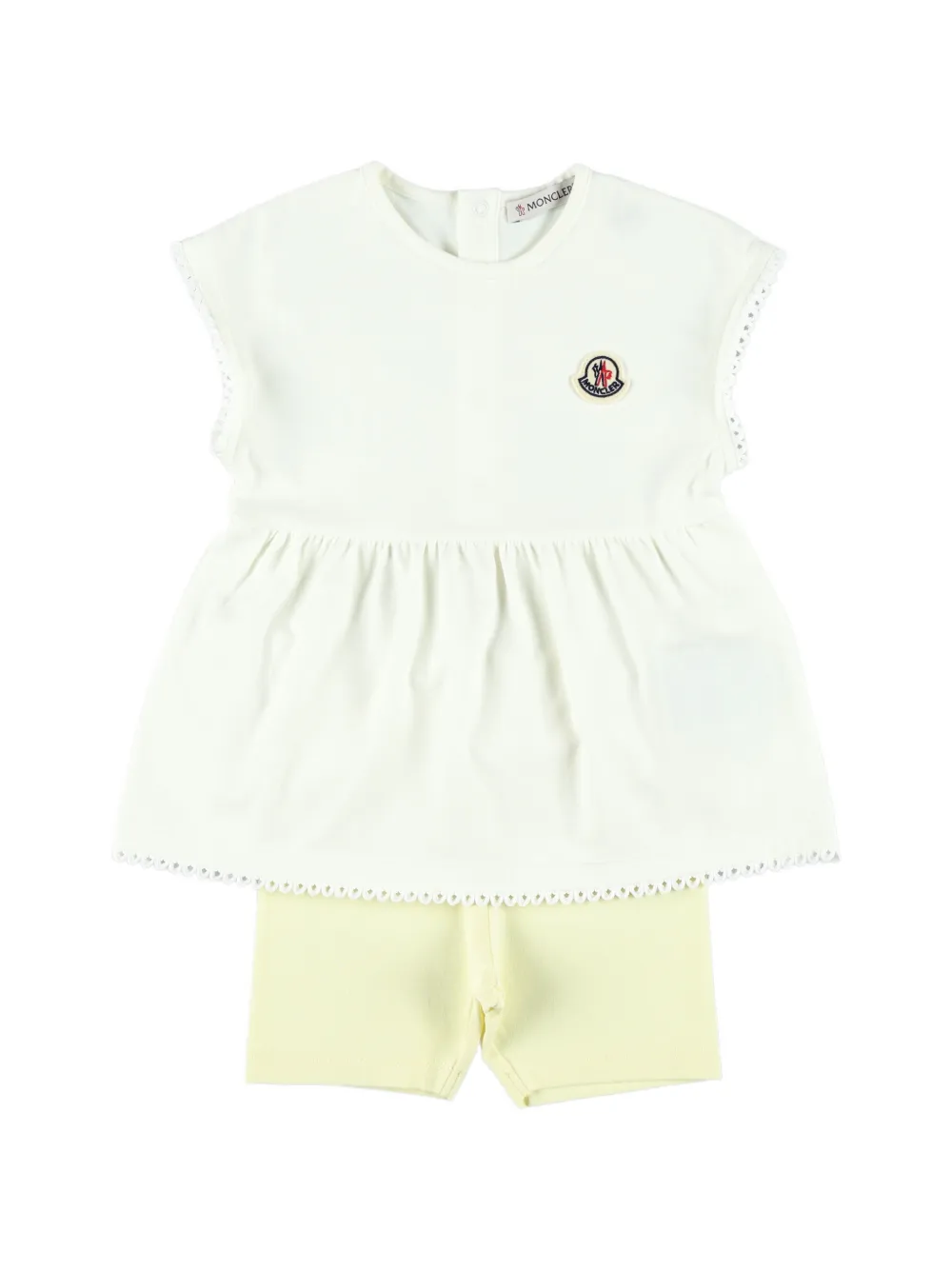 Moncler Enfant Shortsset met kanten afwerking Beige
