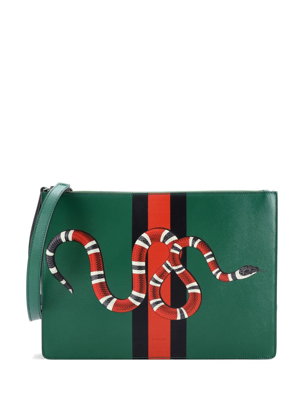 Gucci Pre-Owned Messenger Bag Snake Printed Leather Large crossbody bag - Verde