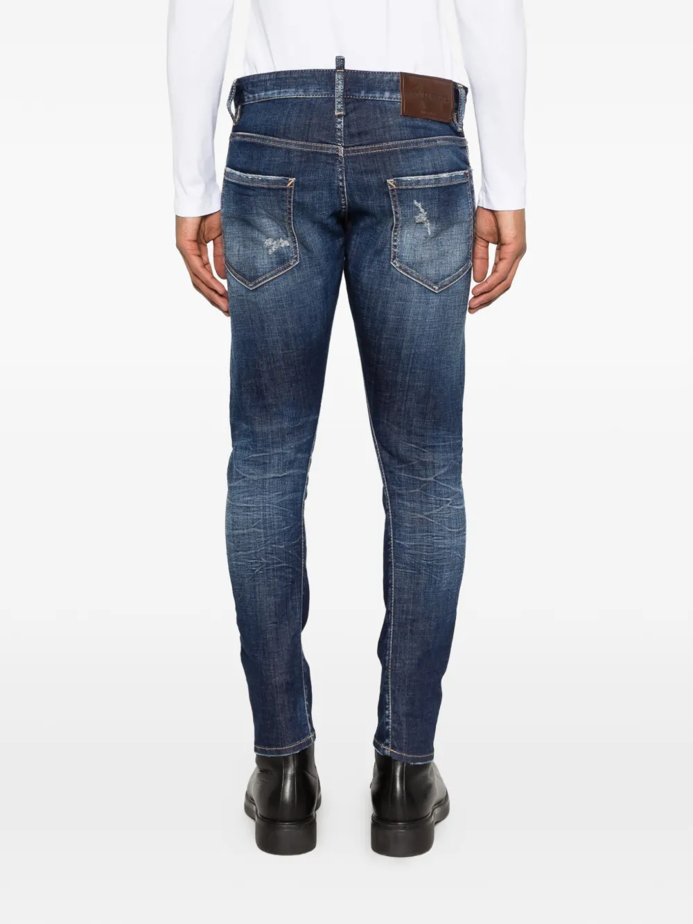 DSQUARED2 Jeans met logopatch en riemlus Blauw