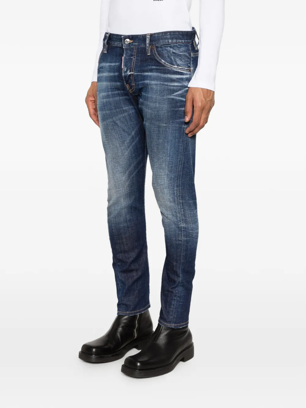 DSQUARED2 Jeans met logopatch en riemlus Blauw