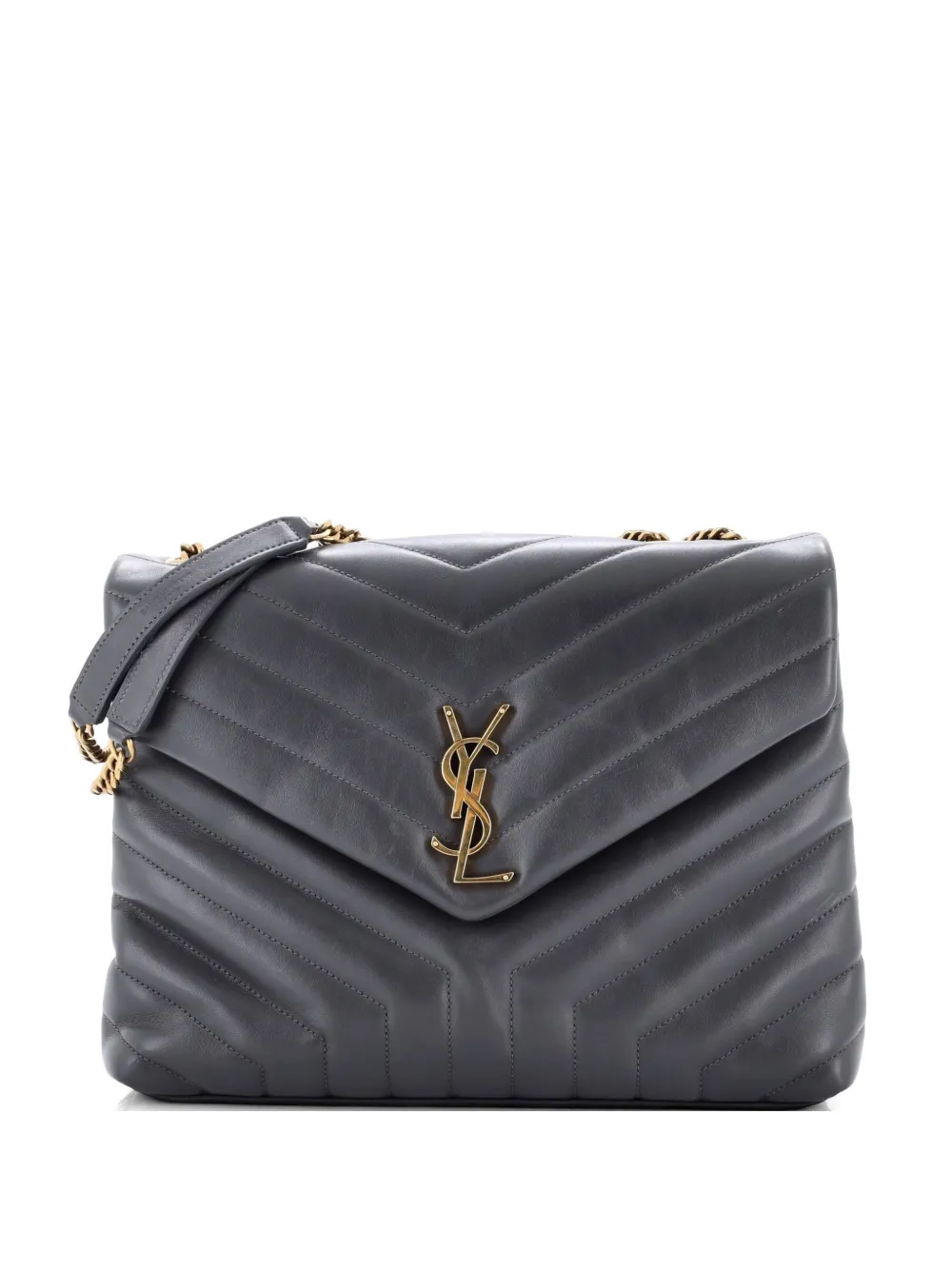 Saint Laurent Pre-Owned Loulou Matelasse Chevron Leather Medium shoulder bag - Grigio