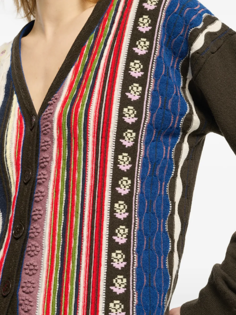Barrie Kasjmier vest met streep Bruin