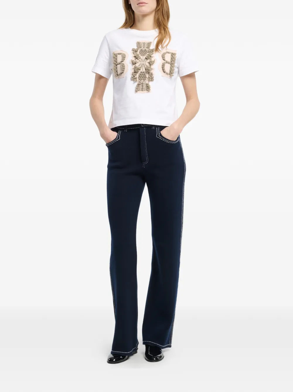Barrie Cropped T-shirt Wit