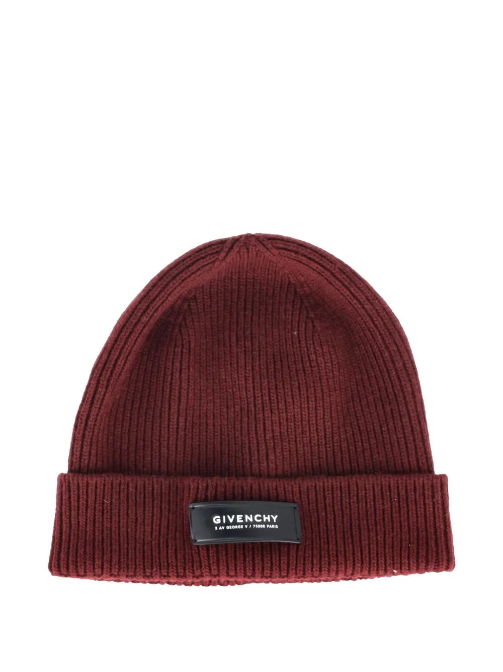 Pre-owned Givenchy Ribbed Appliquéd Beanie In Red