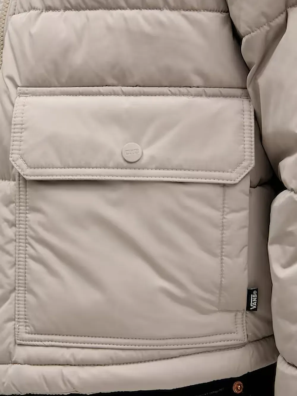 Vans Donsjack met opgestikte zak Beige