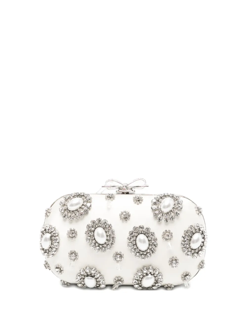 Self-Portrait crystal-embellished clutch bag - Bianco