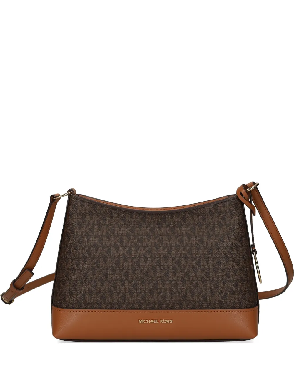 Michael Michael Kors logo charm monogram cross body bag - Marrone
