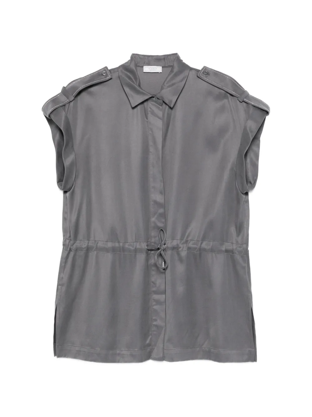 Peserico short-sleeve drawstring-waist shirt - Grigio