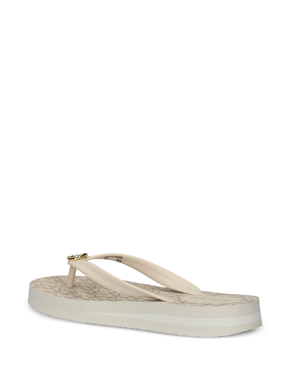  Michael Michael Kors Posie Logo Charm Flip Flops - Neutrals 