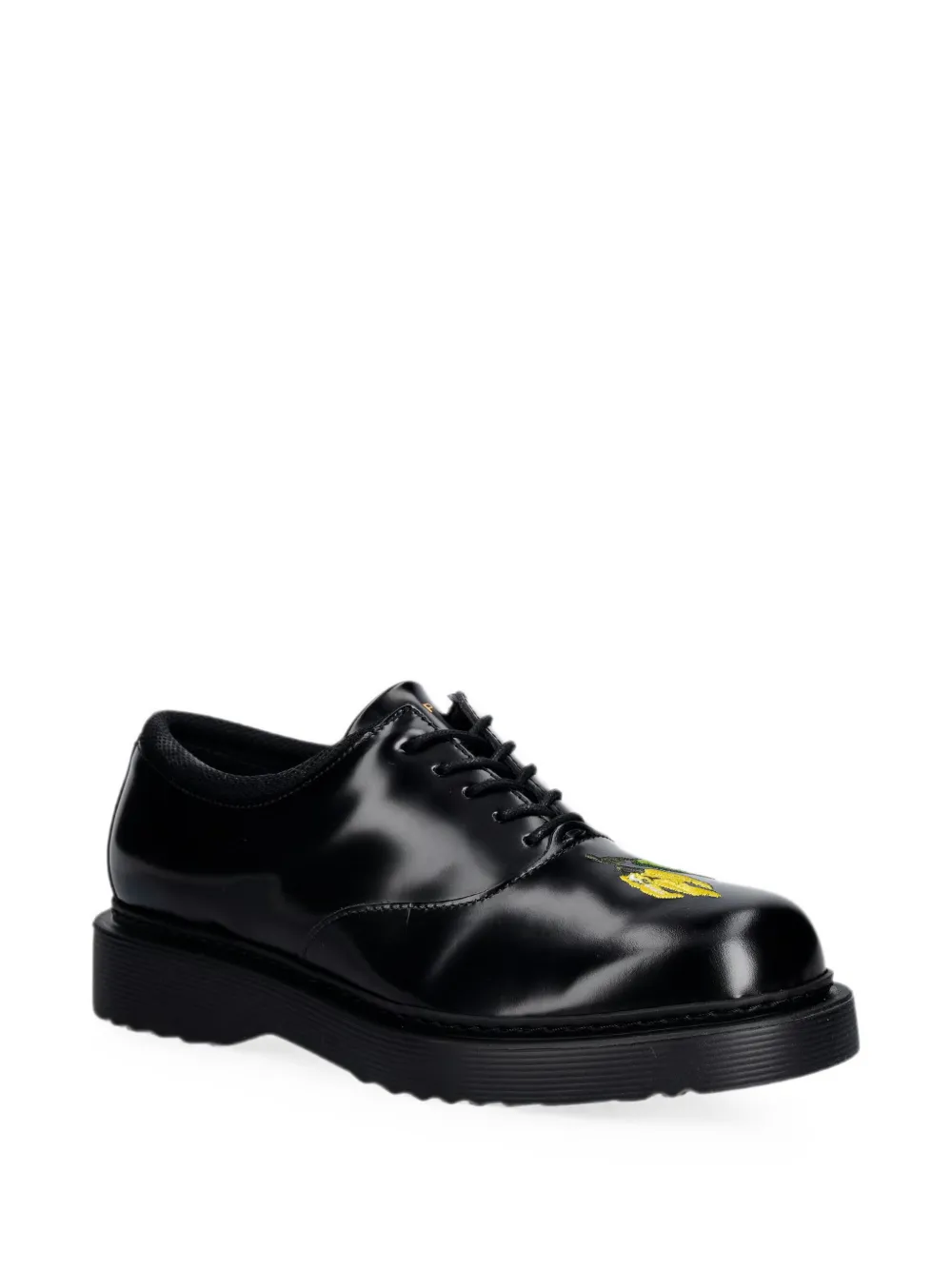 Filling Pieces flower-embroidered lace-up derby shoes Zwart