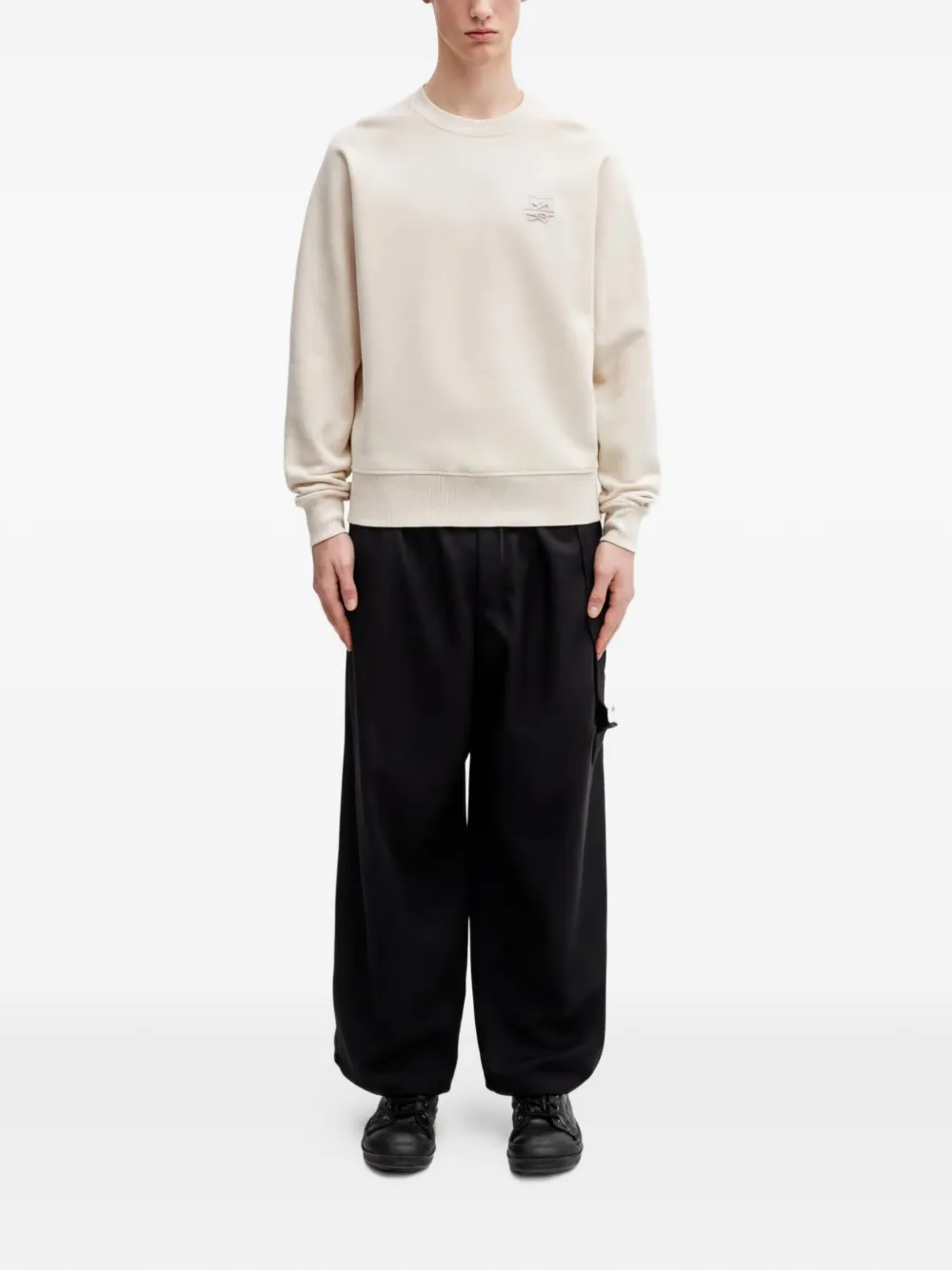 Filling Pieces Sweater met geborduurd logo Beige