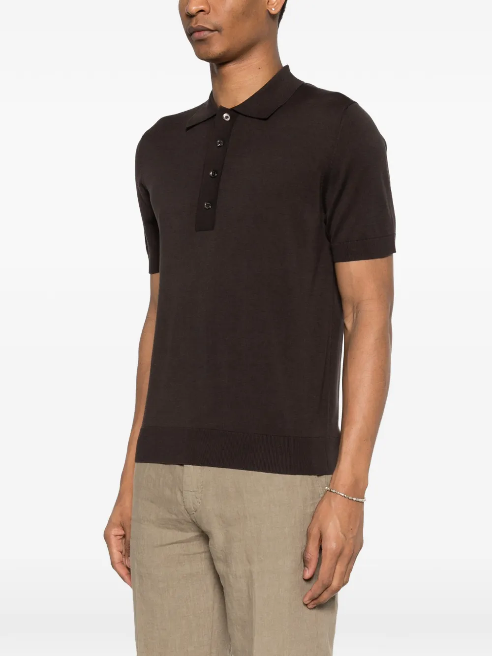 Paolo Pecora Poloshirt met knopen Bruin