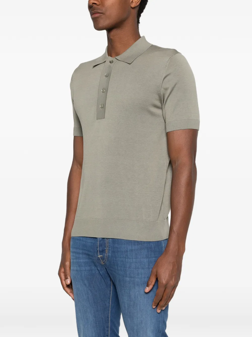 Paolo Pecora Poloshirt met knopen Groen